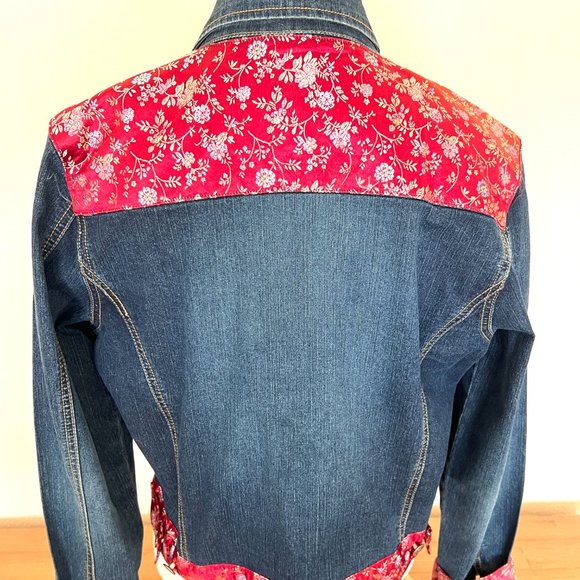 Y2K Jean Jacket - Satin Embellished - Size Large - Gypsy Jeans - Picture 9 of 11